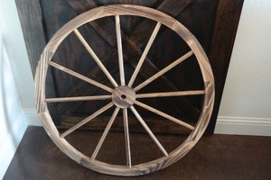 DECORATIVE-RUSTIC-36-034-WOODEN-WAGON-WHEELS-WOOD-WHEEL-BURNT-FINISH-W-STEEL-RIM