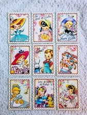 Set of 9 Card Toppers Vintage Easter Kids Children Greeting Card Making 214N