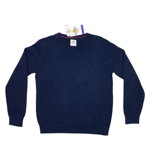 NWT Gap Kids Youth M Regular Navy Blue VNeck Sweater Pullover Tight Knit Preppy - Picture 14 of 14