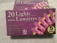 Purple String Mini Lights - 5 Feet Long -Electric Lot of 2 New Free Shipping