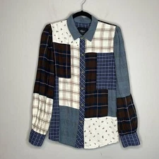 Rails Women's Angelica Shirt Oslo Patchwork Puff Sleeves Size Large