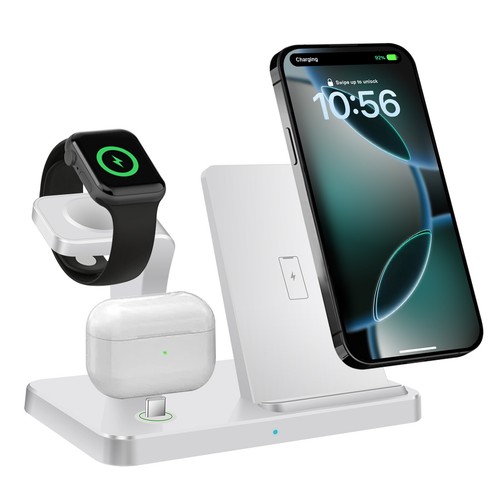 3in1 Wireless Charger Charging Station For Apple Watch 10/9/8 iPhone 16 15 14 13 - Photo 24 sur 26