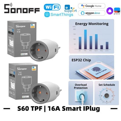 SONOFF S60 TPF EU Wifi Smart IPlug 16A Smart Socket Energy Monitoring Timer Remo