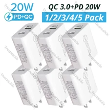 For Android iPhone 15 14 13 12 X QC PD 20W Fast Charger USB C Power Adapter Cube