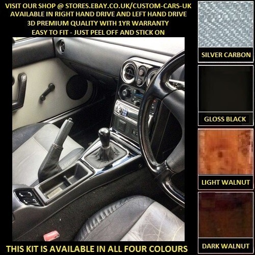 Mazda MX5 MK1 & Eunos 1989-1998 Gloss Black Walnut Wood Silver Carbon Dash Kit - Picture 1 of 14