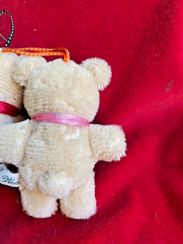 Vintage lot of 3 Pure Wool Stuffed Mini Christmas Bear Ornaments From Japan - Picture 7 of 12