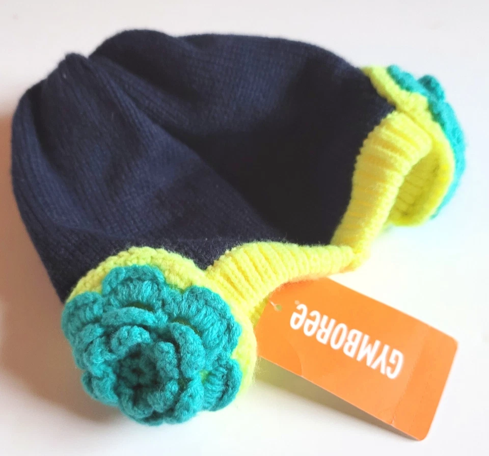 Gymboree Baby girl Hat 6-12 mo Happy Bluebird Crochet Flower Sweater Hat NWT - Image 2 of 2