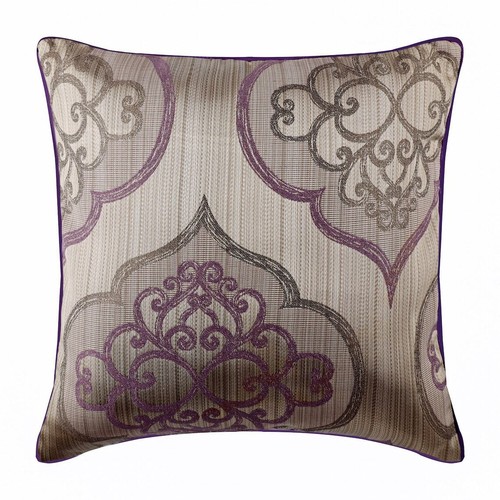 Decorative Purple Jacquard Twin Bed Runner, Damask - Embre Purple - Picture 5 of 5