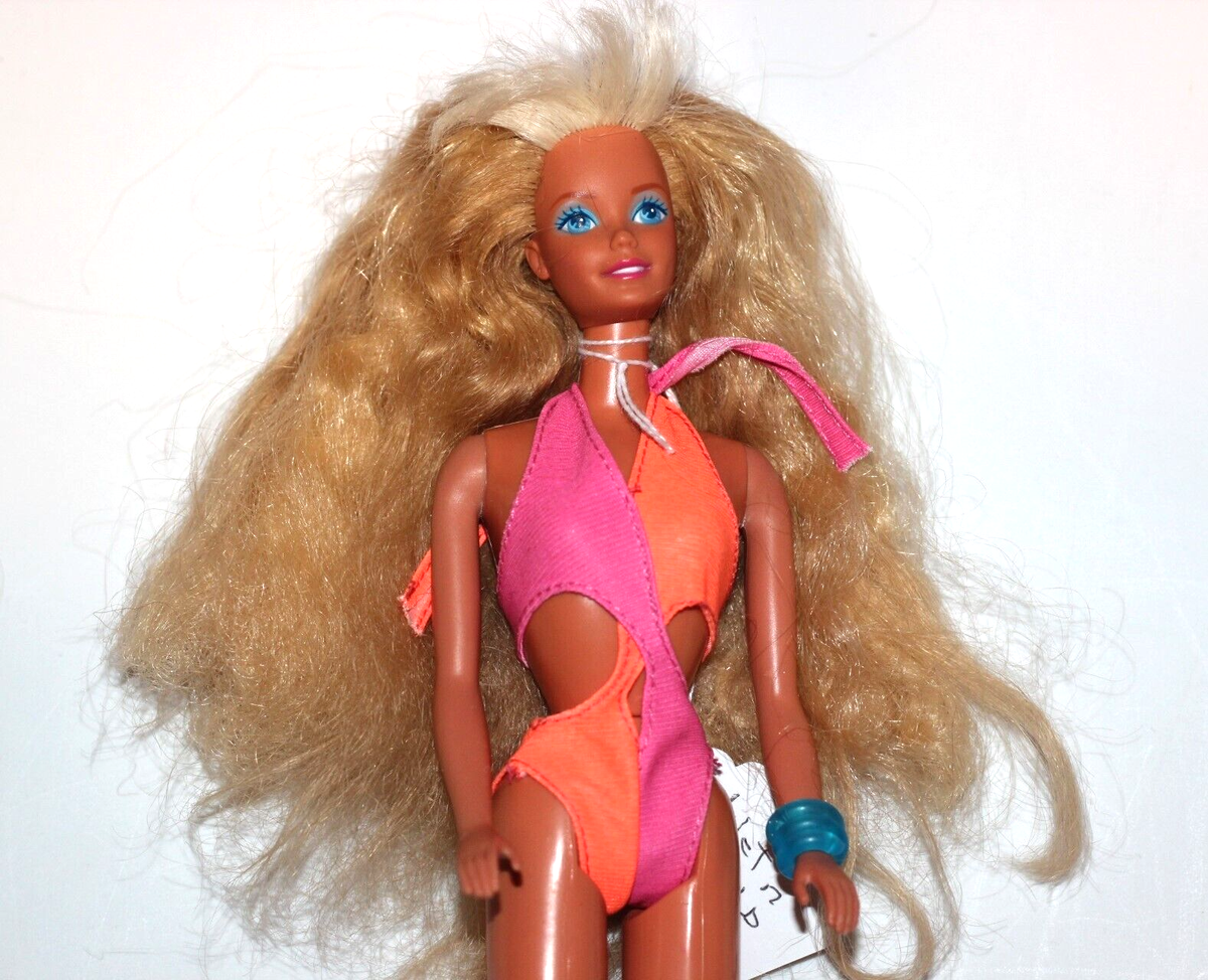 WET N WILD BARBIE DOLL 1989 MATTEL #4103 ORIGINAL SWIMSUIT NICE