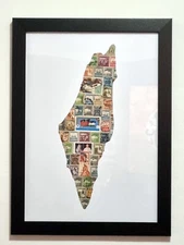 Vintage Palestine stamps collage art