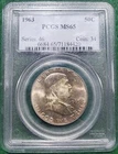 1963 Franklin half dollar - PCGS MS65 - Obverse toning.