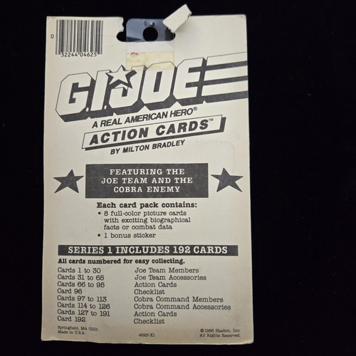 1986 HASBRO G.I. JOE ACTION CARD STICKER PACK SEALED TOP 119 - Picture 2 of 2