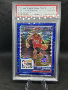 2023 Hoops Premium Stock SCOOT HENDERSON #280 Blue Pulsar /75 PSA 10 Rookie RC