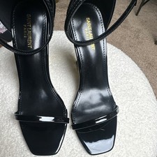 Saint Laurent Black Logo Strappy Ankle Strap ...