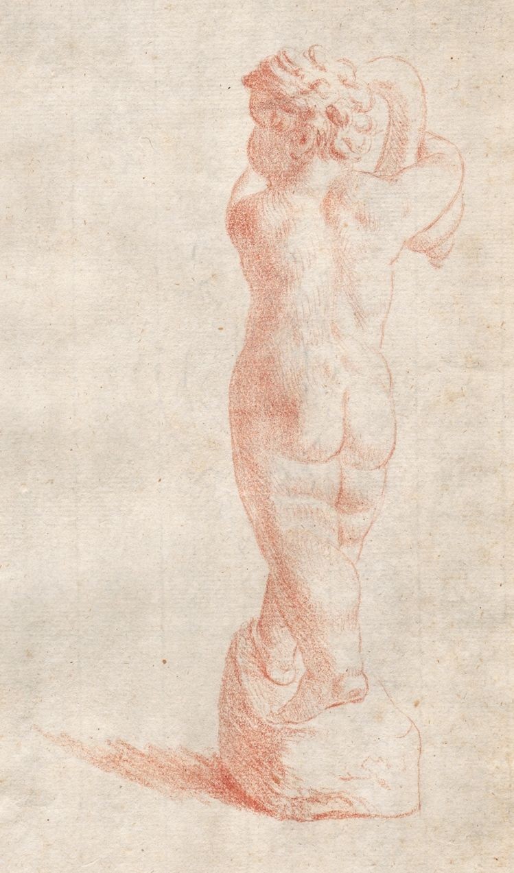 Estatua De Niño Antiguo Dibujo Sanguíneo Dibujo De Tiza Del Siglo XVIII