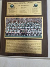 Philadelphia Eagles NFL 1980 NFC Champions wood photo plaque Dick Vermeil