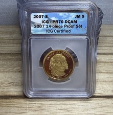 2007-S James Madison Presidential $1 ICG PR70 DCAM Proof Coin San Francisco
