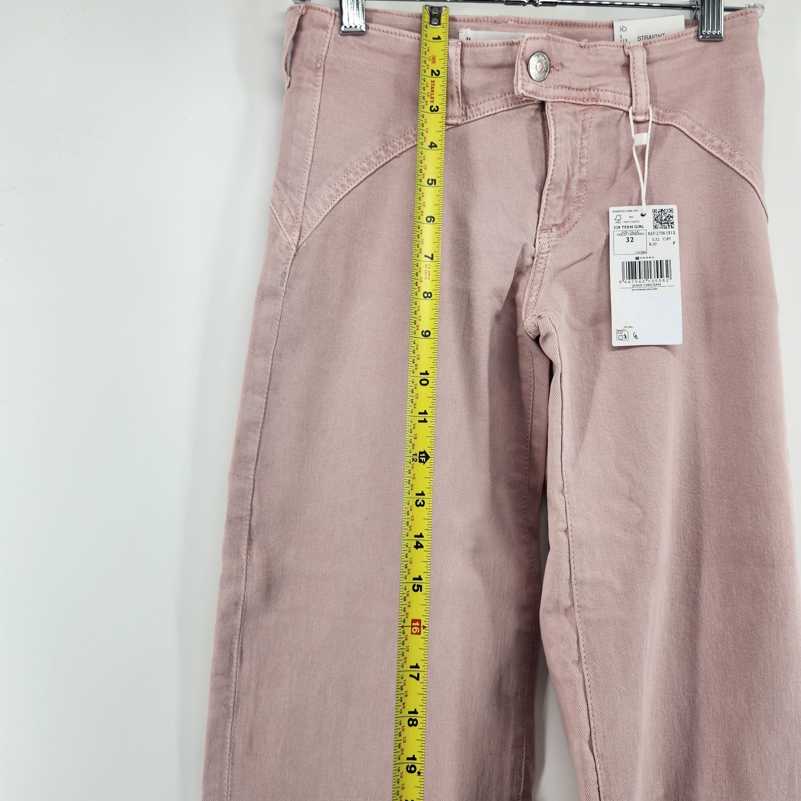 MNG Mango Teen Girl Size 0 Pink Straight Low Waist Regular Fit Full Length Pants image 5