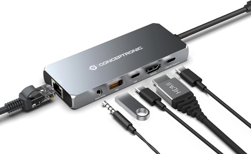CONCEPTRONIC DONN22G 6-in-1 USB4-Dockingstation, 40 Gbit/s, 8K 60 Hz HDMI, 2,5 G - 第 3/5 張圖片