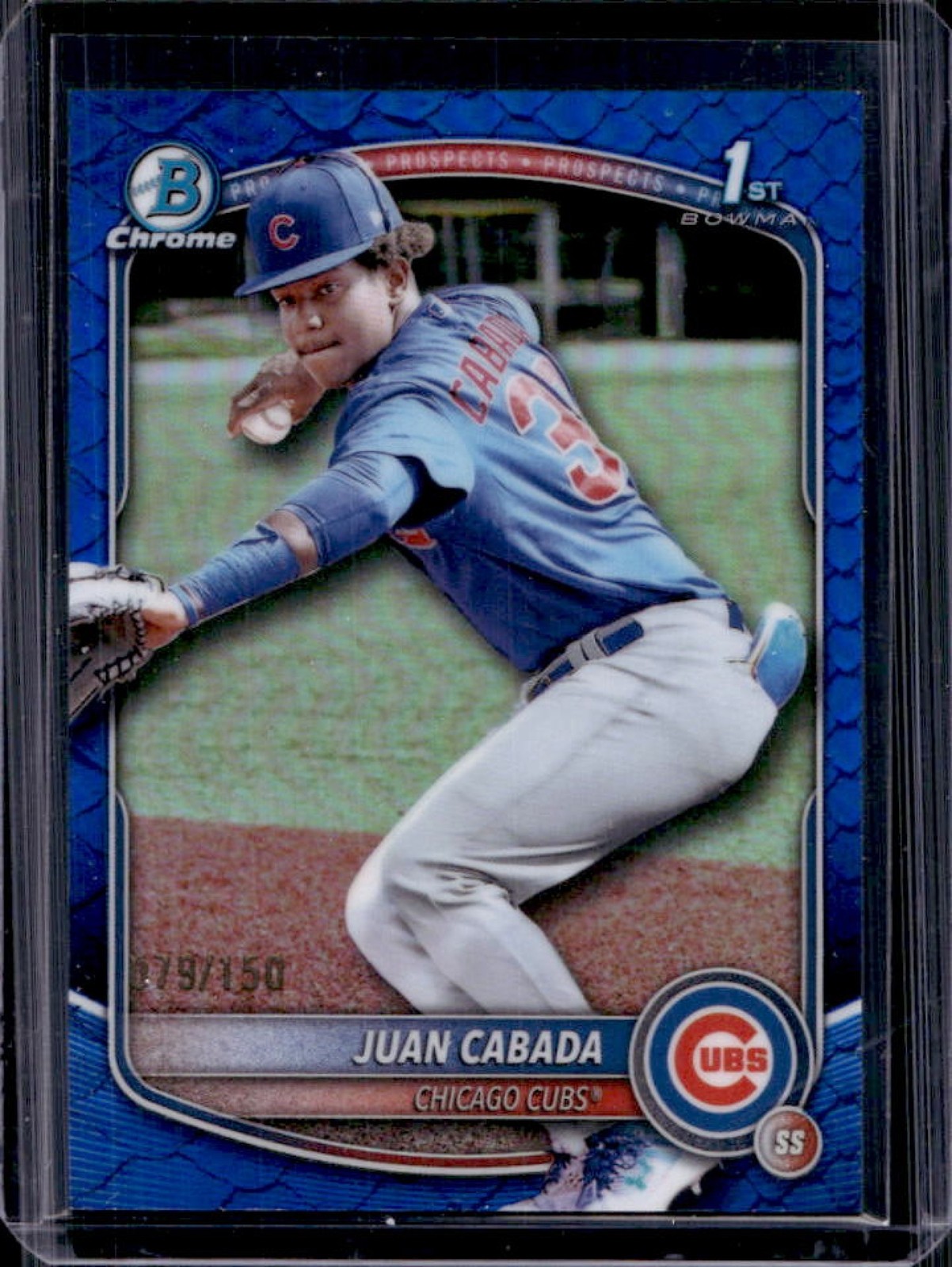 2025 Bowman Chrome Juan Cabada Reptilian Blue Refractor 1st #79/150