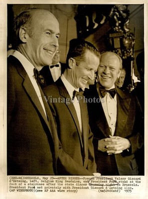 1975 Brussels Belgium President Ford King Baudouin Valery Giscard Wirephoto 7x9