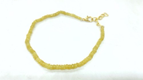 Natural Yellow Sapphire Bracelet 7 Inch 4-5mm Faceted Beads Handmade Gemstone - Picture 5 of 5
