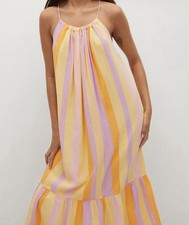 MANGO pastel Stripe Dress Size 2 US / XS Europe Good Condition