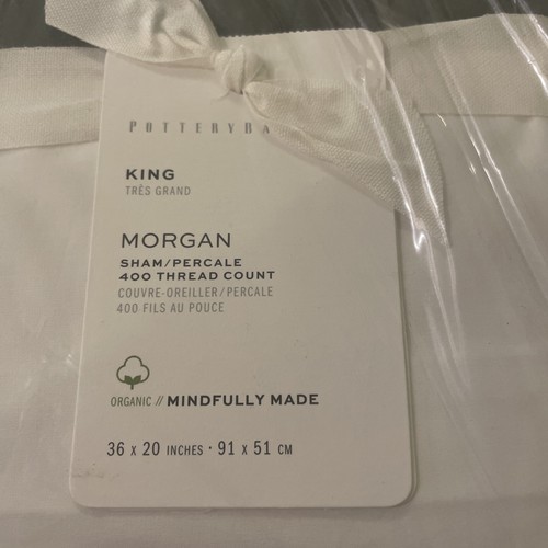 POTTERY BARN MORGAN SHAM Standard size 26 x 20 NEW NIP SAGE organic cotton 400TC - Picture 2 of 5