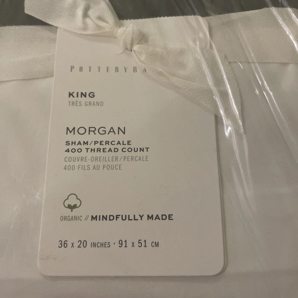 POTTERY BARN MORGAN SHAM Talla Estándar 26 x 20 NUEVO NIP SALVIA Algodón Orgánico 400TC Foto 2 de 4