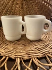 Vintage Anchor Hocking Fire King Coffee Mugs White Milk Glass 312 Set Of 2