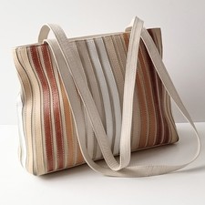 🔥 Genuine Leather Womens Multicoloured Striped Shoulder Bag 36/24/10 Cm