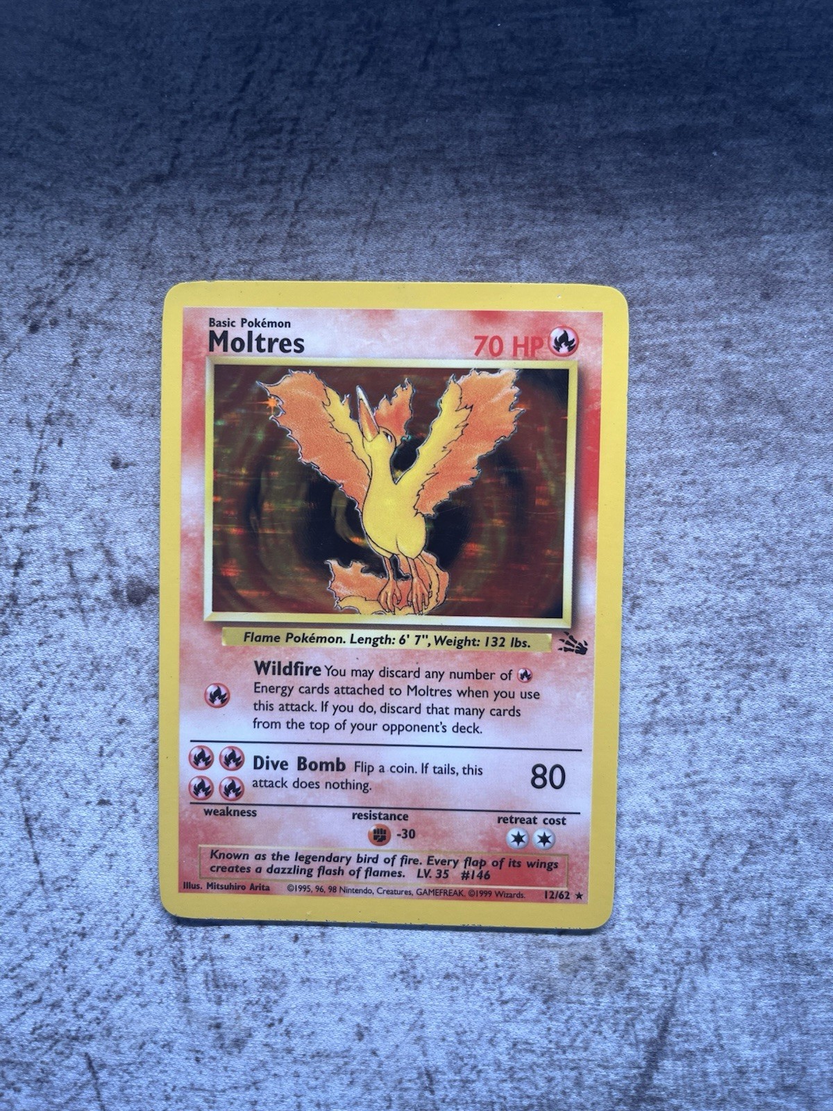 Pokémon TCG Moltres Holo Card 12/62 Fossil Set 1999 Rare