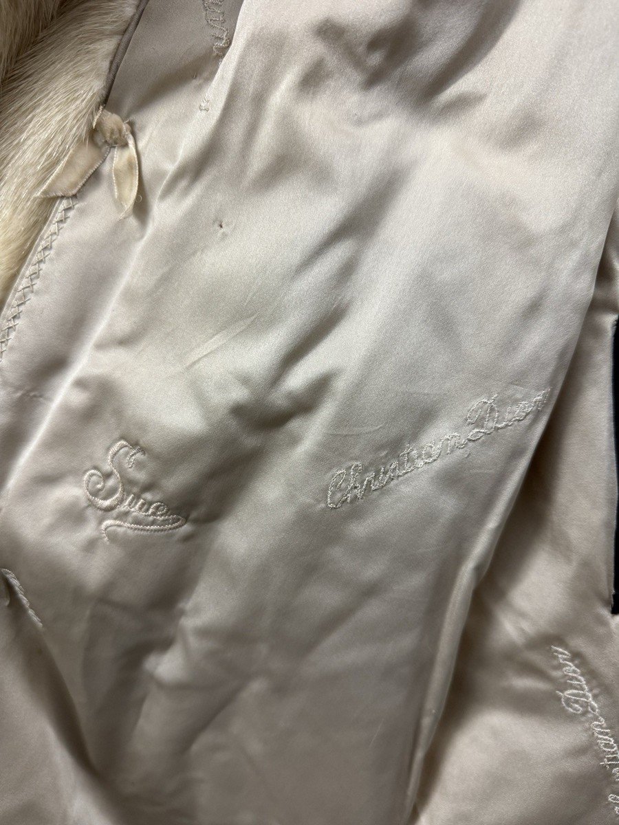 Vintage Christian Dior Beige Fur Coat Full Length Belted