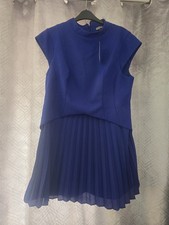 RiverIsland Sveeleves High Neck Pleated Hem Mini Dress Size 16