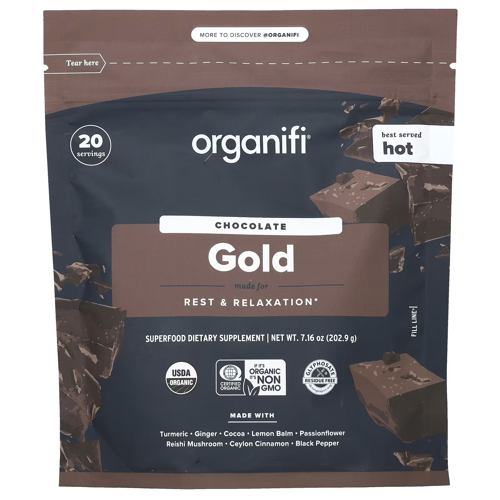 2 X Organifi, Gold, Chocolate, 8.46 oz (240 g)