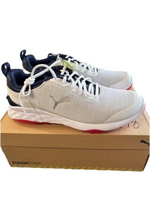Puma Fusion Pro Golf Shoes Men's 11 White/Navy/Red Spikeless New