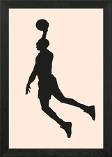 silhouettes basketball Framed Wall Art Poster Canvas Print Picture