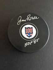 JEAN RATELLE AUTOGRAPHED RANGERS 100 CENTENNIAL  PUCK W/ 