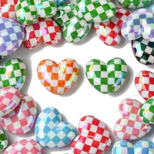 30pcs Plated Colorful Heart Beads for Creative Jewelry Design