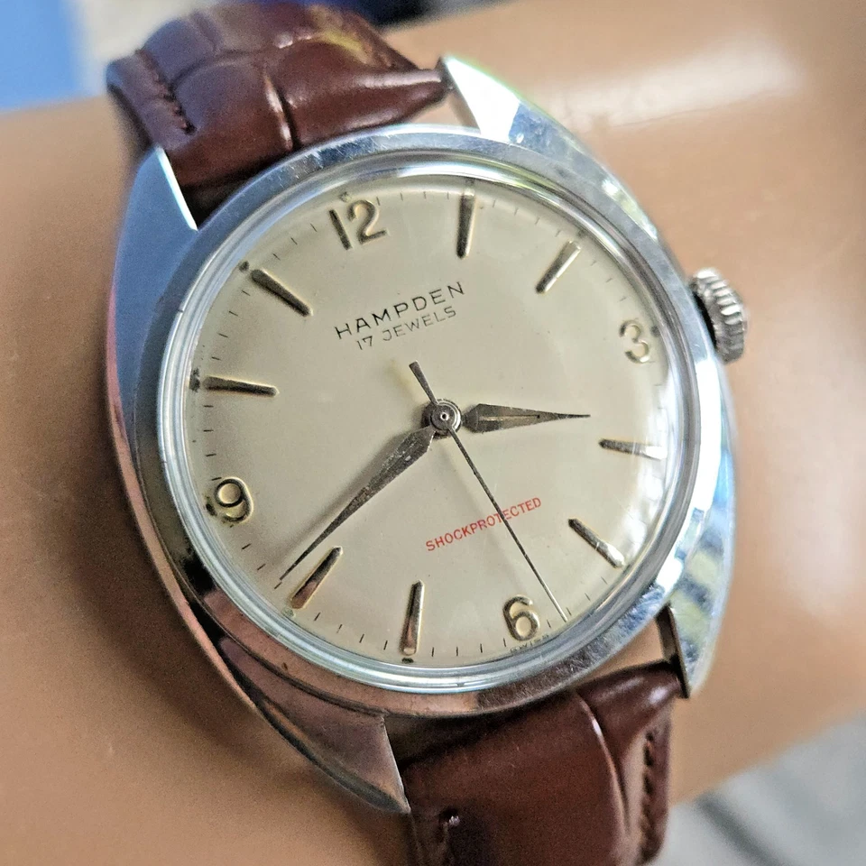 Vintage HAMPDEN by CLINTON men's manual wind watch swiss 1950s - Image 3 of 4