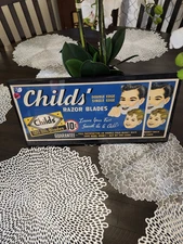 Antique CHILDS' Razor Blades Advertising Decal Sign 7-1/2" x 15" Water Slide