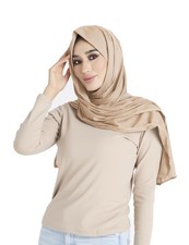 Womens Ribbed Jersey Hijab Scarf Breathable Stretchy Muslim Head Covering
