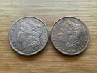 US Morgan Silver Dollars 2 coins circulated details Pre 1904 Lot AUC43