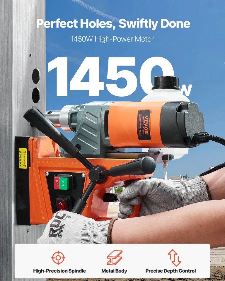 Magnetic Drill Motor Portable Electric Press 1.6 in Boring Diameter 850RPM Speed - Image 2 of 4