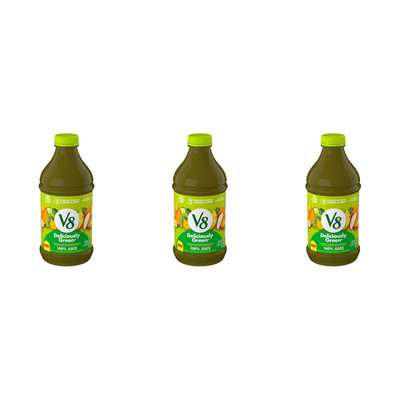 V8 Deliciously Green Juice, 46 Fl Oz | 100% Fruit and Vegetable | Pack of 3