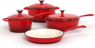 Kitchen Academy, Gusseisen Topf, 7-teiliges Set mit Dutch Ovens, Emailliertes