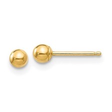 Real 14K Yellow Gold 3mm Polished Round Ball Stud Earrings Butterfly Back- E3403