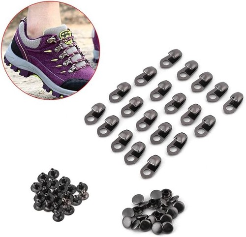 20 Pcs Boot Lace Hooks Shoe Boot Lace Buckles Fittings with Rivets for Repair - Picture 2 of 6