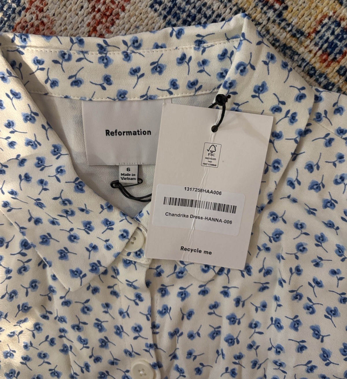 Reformation Chandrika Dress In Hanna SZ 6 NWT 