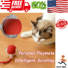 Interactive Self-Play Cat Toys, Automatic Teaser Ball and Rotating Stick, Hands-